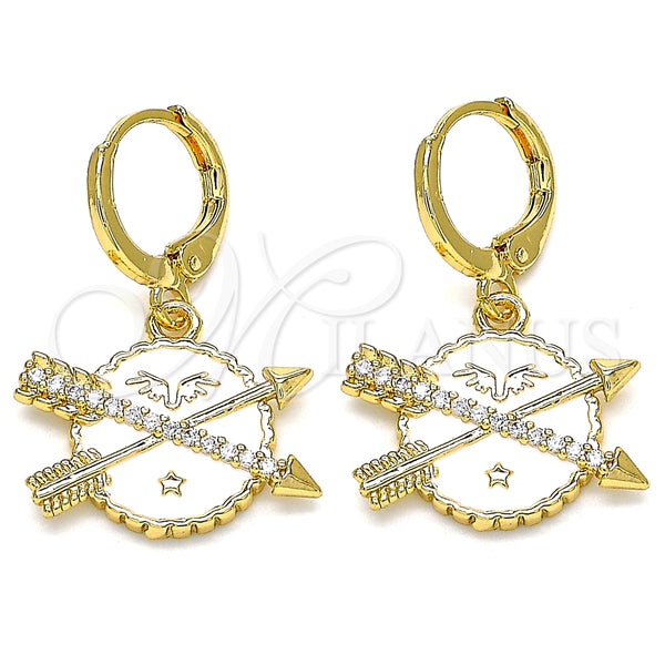 Arete Colgante 02.377.0024 Oro Laminado, Diseño de Estrella, con Blanca Micro Pave, Pulido, Tono Dorado