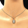 Juego de Arete y Dije de Adulto 10.210.0153.1 Oro Laminado, Diseño de Tortuga, con Multicolor Micro Pave, Pulido, Tono Dorado