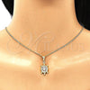 Juego de Arete y Dije de Adulto 10.210.0154 Oro Laminado, Diseño de Tortuga, con Blanca Zirconia Cubica, Pulido, Tono Dorado