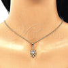 Juego de Arete y Dije de Adulto 10.210.0154.1 Oro Laminado, Diseño de Tortuga, con Multicolor Zirconia Cubica, Pulido, Tono Dorado