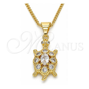 Collares con Dije 04.210.0051.20 Oro Laminado, Diseño de Tortuga, con Zirconia Cubica Blanca, Pulido, Tono Dorado (Grosor 02 MM, 20 Pulgadas de Largo)