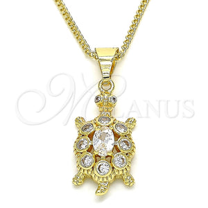 Collares con Dije 04.210.0051.20 Oro Laminado, Diseño de Tortuga, con Blanca Zirconia Cubica, Pulido, Tono Dorado (02 MM Thickness, 20 Inches Length)