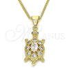 Collares con Dije 04.210.0051.20 Oro Laminado, Diseño de Tortuga, con Blanca Zirconia Cubica, Pulido, Tono Dorado (02 MM Thickness, 20 Inches Length)