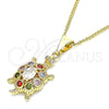 Collares con Dije 04.210.0051.1.20 Oro Laminado, Diseño de Tortuga, con Multicolor Zirconia Cubica, Pulido, Tono Dorado (02 MM Thickness, 20 Inches Length)