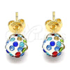 Arete Dormilona 02.63.2707.1 Oro Laminado, con Multicolor Cristal, Pulido, Tono Dorado