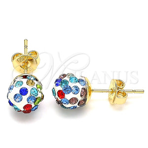 Arete Dormilona 02.63.2707.1 Oro Laminado, con Multicolor Cristal, Pulido, Tono Dorado