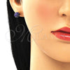 Arete Dormilona 02.63.2707.2 Oro Laminado, con Violeta Cristal, Pulido, Tono Dorado