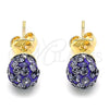 Arete Dormilona 02.63.2707.2 Oro Laminado, con Violeta Cristal, Pulido, Tono Dorado