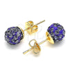 Arete Dormilona 02.63.2707.2 Oro Laminado, con Violeta Cristal, Pulido, Tono Dorado