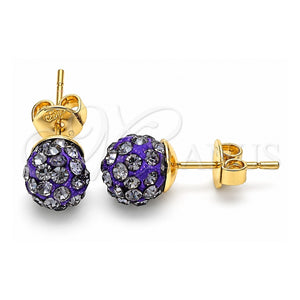 Arete Dormilona 02.63.2707.2 Oro Laminado, con Cristal Violeta, Pulido, Tono Dorado