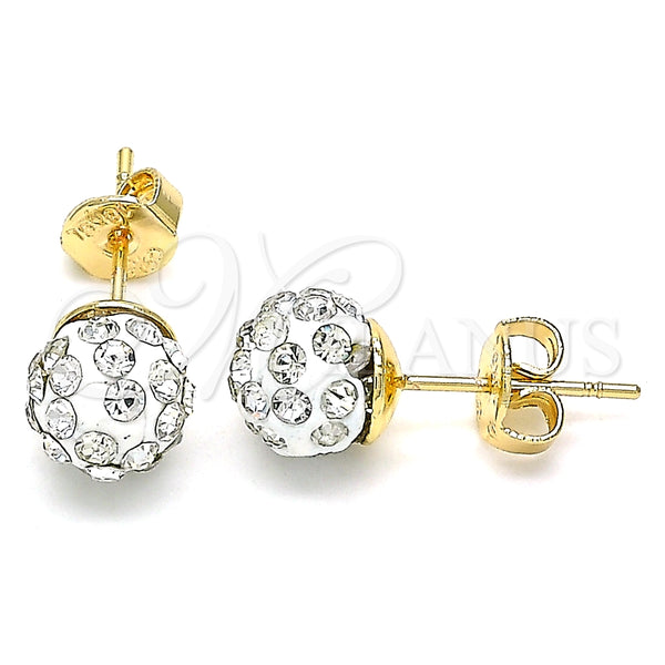 Arete Dormilona 02.63.2707.5 Oro Laminado, con Blanca Cristal, Pulido, Tono Dorado