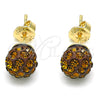 Arete Dormilona 02.63.2707.7 Oro Laminado, con Cafe Cristal, Pulido, Tono Dorado