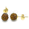 Arete Dormilona 02.63.2707.7 Oro Laminado, con Cafe Cristal, Pulido, Tono Dorado
