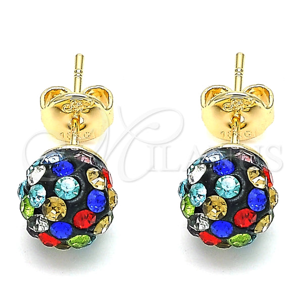 Arete Dormilona 02.63.2707.8 Oro Laminado, con Multicolor Cristal, Pulido, Tono Dorado