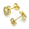 Arete Dormilona 02.342.0095 Oro Laminado, Diseño de Corazón, con Blanca Micro Pave, Pulido, Tono Dorado