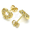 Arete Dormilona 02.342.0102 Oro Laminado, Diseño de Corazón, con Blanca Micro Pave, Pulido, Tono Dorado