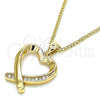 Collares con Dije 04.342.0026.20 Oro Laminado, Diseño de Corazón, con Blanca Micro Pave, Pulido, Tono Dorado (02 MM Thickness, 20 Inches Length)