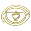 Collares con Dije 04.342.0026.20 Oro Laminado, Diseño de Corazón, con Blanca Micro Pave, Pulido, Tono Dorado (02 MM Thickness, 20 Inches Length)