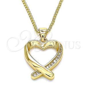 Collares con Dije 04.342.0026.20 Oro Laminado, Diseño de Corazón, con Blanca Micro Pave, Pulido, Tono Dorado (02 MM Thickness, 20 Inches Length)
