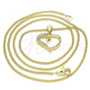 Collares con Dije 04.342.0027.20 Oro Laminado, Diseño de Corazón, con Blanca Micro Pave, Pulido, Tono Dorado (02 MM Thickness, 20 Inches Length)