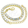 Pulsera Tennis 04.372.0001.08 Oro Laminado, con Zirconia Cubica Blanca, Pulido, Tono Dorado (Grosor 05 MM, 8 Pulgadas de Largo)