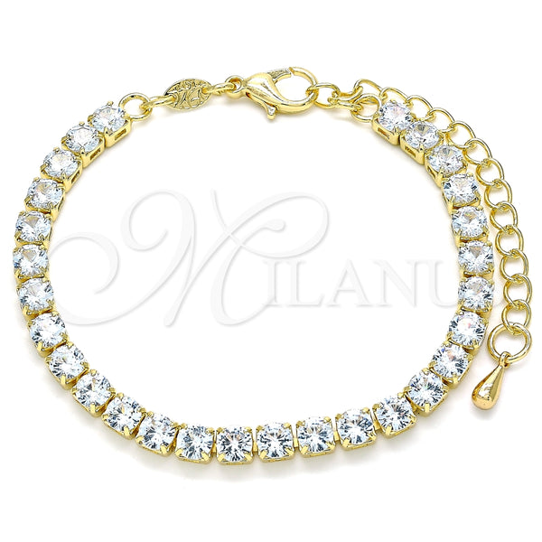 Pulsera Tennis 04.372.0001.08 Oro Laminado, con Zirconia Cubica Blanca, Pulido, Tono Dorado (Grosor 05 MM, 8 Pulgadas de Largo)