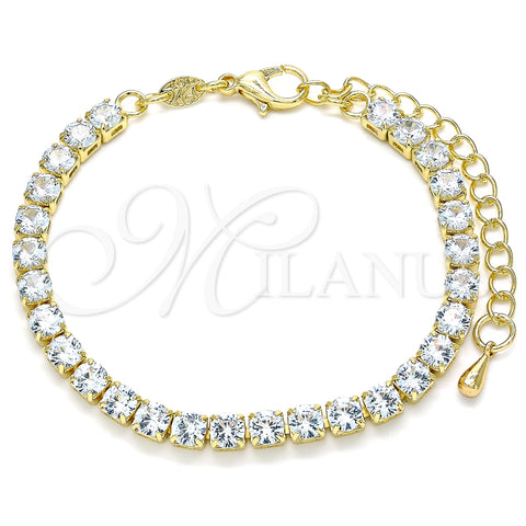 Pulsera Tennis 04.372.0001.08 Oro Laminado, con Zirconia Cubica Blanca, Pulido, Tono Dorado (Grosor 05 MM, 8 Pulgadas de Largo)