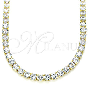 Gargantilla Elegante 04.372.0001.24 Oro Laminado, con Blanca Zirconia Cubica, Pulido, Tono Dorado (05 MM Thickness, 24 Inches Length)