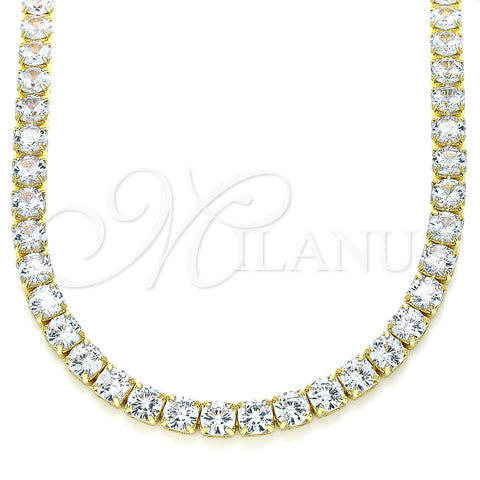 Gargantilla Elegante 04.372.0001.24 Oro Laminado, con Blanca Zirconia Cubica, Pulido, Tono Dorado (05 MM Thickness, 24 Inches Length)