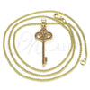 Collares con Dije 04.344.0008.1.20 Oro Laminado, Diseño de Llave, con Granate Micro Pave, Pulido, Tono Dorado (02 MM Thickness, 20 Inches Length)