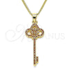 Collares con Dije 04.344.0008.1.20 Oro Laminado, Diseño de Llave, con Granate Micro Pave, Pulido, Tono Dorado (02 MM Thickness, 20 Inches Length)