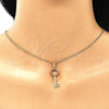 Collares con Dije 04.344.0010.1.20 Oro Laminado, Diseño de Llave, con Granate Micro Pave, Pulido, Tono Dorado (02 MM Thickness, 20 Inches Length)