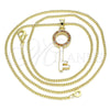 Collares con Dije 04.344.0010.1.20 Oro Laminado, Diseño de Llave, con Granate Micro Pave, Pulido, Tono Dorado (02 MM Thickness, 20 Inches Length)