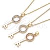 Collares con Dije 04.344.0010.1.20 Oro Laminado, Diseño de Llave, con Granate Micro Pave, Pulido, Tono Dorado (02 MM Thickness, 20 Inches Length)