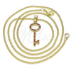 Collares con Dije 04.344.0012.1.20 Oro Laminado, Diseño de Llave, con Granate Micro Pave, Pulido, Tono Dorado (02 MM Thickness, 20 Inches Length)