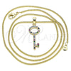 Collares con Dije 04.344.0012.2.20 Oro Laminado, Diseño de Llave, con Multicolor Micro Pave, Pulido, Tono Dorado (02 MM Thickness, 20 Inches Length)
