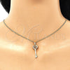 Collares con Dije 04.344.0013.1.20 Oro Laminado, Diseño de Llave y Corazón, con Granate Micro Pave, Pulido, Tono Dorado (02 MM Thickness, 20 Inches Length)