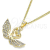 Collares con Dije 04.344.0017.20 Oro Laminado, Diseño de Cisne, con Blanca Micro Pave, Pulido, Tono Dorado (02 MM Thickness, 20 Inches Length)