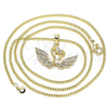 Collares con Dije 04.344.0017.20 Oro Laminado, Diseño de Cisne, con Blanca Micro Pave, Pulido, Tono Dorado (02 MM Thickness, 20 Inches Length)