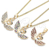 Collares con Dije 04.344.0017.1.20 Oro Laminado, Diseño de Cisne, con Granate Micro Pave, Pulido, Tono Dorado (02 MM Thickness, 20 Inches Length)