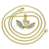 Collares con Dije 04.344.0017.2.20 Oro Laminado, Diseño de Cisne, con Multicolor Micro Pave, Pulido, Tono Dorado (02 MM Thickness, 20 Inches Length)