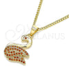 Collares con Dije 04.344.0018.1.20 Oro Laminado, Diseño de Cisne, con Granate Micro Pave, Pulido, Tono Dorado (02 MM Thickness, 20 Inches Length)