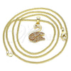 Collares con Dije 04.344.0018.1.20 Oro Laminado, Diseño de Cisne, con Granate Micro Pave, Pulido, Tono Dorado (02 MM Thickness, 20 Inches Length)