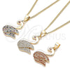 Collares con Dije 04.344.0018.1.20 Oro Laminado, Diseño de Cisne, con Granate Micro Pave, Pulido, Tono Dorado (02 MM Thickness, 20 Inches Length)
