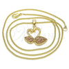 Collares con Dije 04.344.0019.1.20 Oro Laminado, Diseño de Cisne, con Granate Micro Pave, Pulido, Tono Dorado (02 MM Thickness, 20 Inches Length)