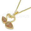 Collares con Dije 04.344.0019.1.20 Oro Laminado, Diseño de Cisne, con Granate Micro Pave, Pulido, Tono Dorado (02 MM Thickness, 20 Inches Length)