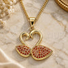 Collares con Dije 04.344.0019.1.20 Oro Laminado, Diseño de Cisne, con Micro Pave Granate, Pulido, Tono Dorado (Grosor 02 MM, 20 Pulgadas de Largo)