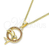 Collares con Dije 04.344.0020.1.20 Oro Laminado, Diseño de Delfín, con Granate Micro Pave, Pulido, Tono Dorado (02 MM Thickness, 20 Inches Length)