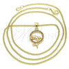 Collares con Dije 04.344.0020.1.20 Oro Laminado, Diseño de Delfín, con Granate Micro Pave, Pulido, Tono Dorado (02 MM Thickness, 20 Inches Length)