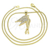 Collares con Dije 04.344.0021.20 Oro Laminado, Diseño de Angel, con Blanca Micro Pave, Pulido, Tono Dorado (02 MM Thickness, 20 Inches Length)